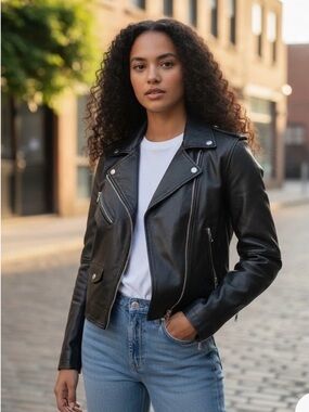 Levi's Black Leather Moto Jacket - Women's Sz XS